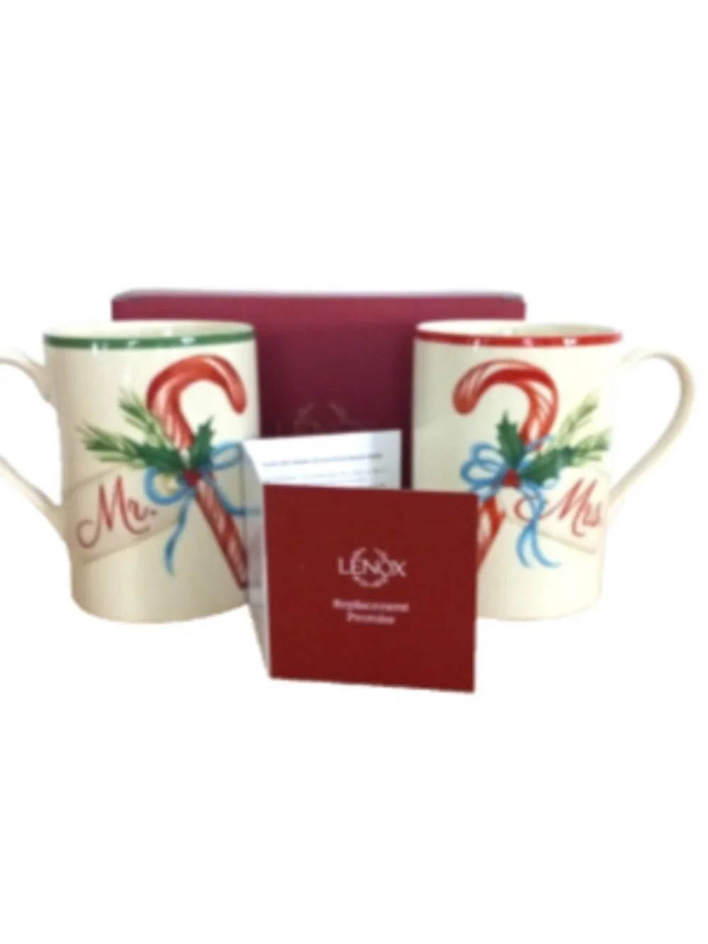 Lenox Holiday Mr & Mrs Mug Set of 2 Christmas Porcelain Coffee Cups New Box